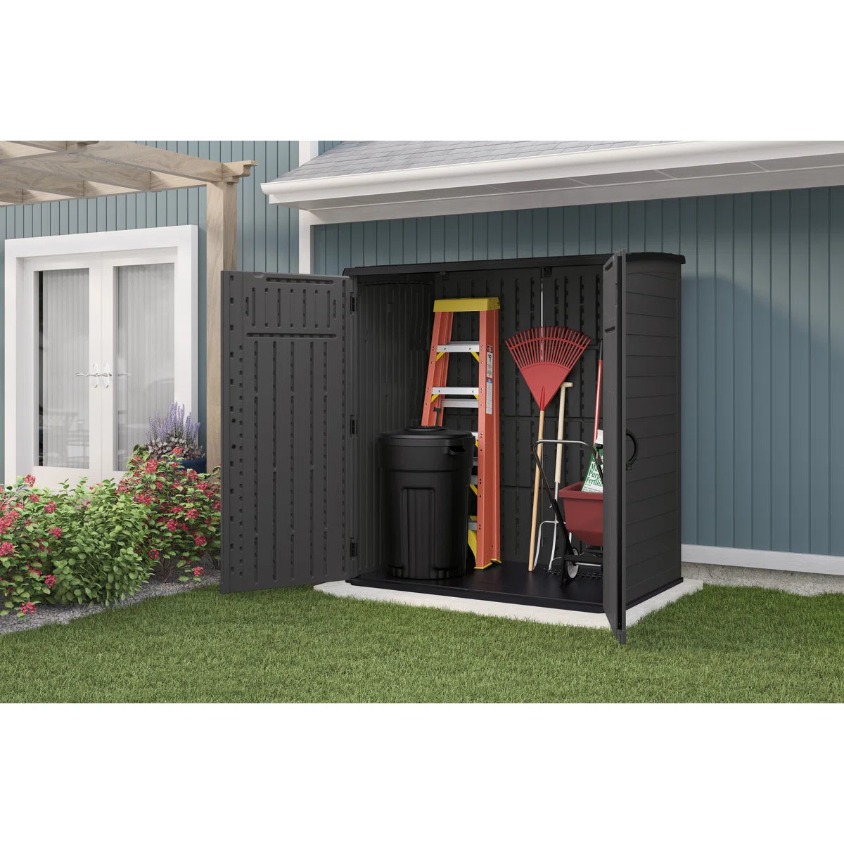 Suncast 5 ft. 10.5 in. W x 3 ft. 8.25 in. D Resin Vertical Storage Shed