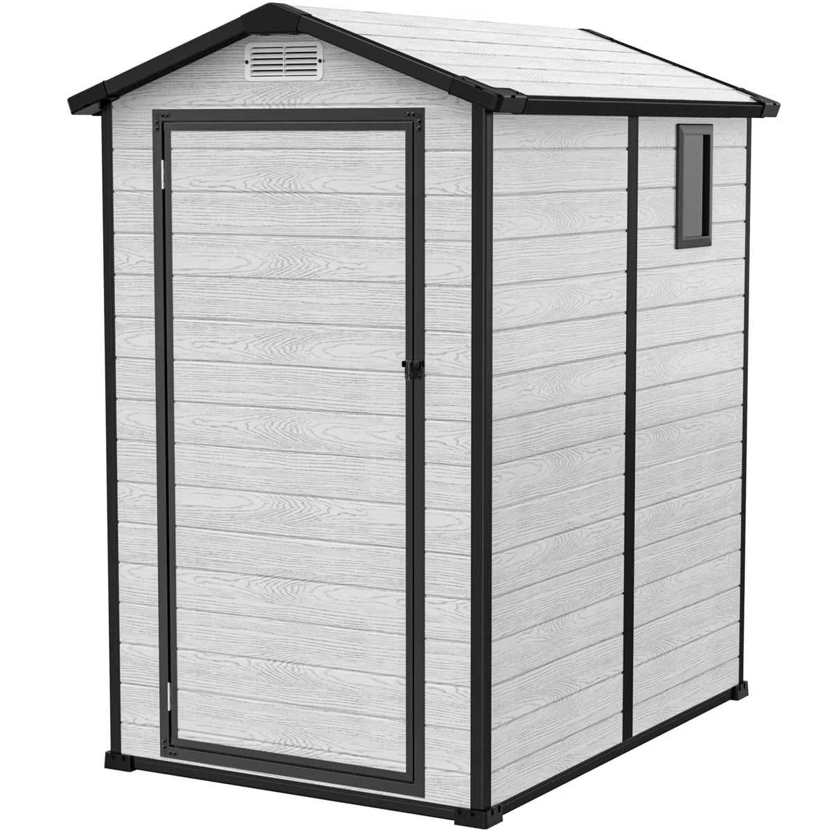 3.7 ft. W x 5.3 ft. D Durable Resin Outdoor Storage Shed With Floor and Window for Garden Patio Furniture and Tools, Grey