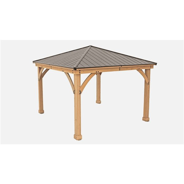 Yardistry Meridian Square Gazebo - 12-ft x 12-ft - Cedar