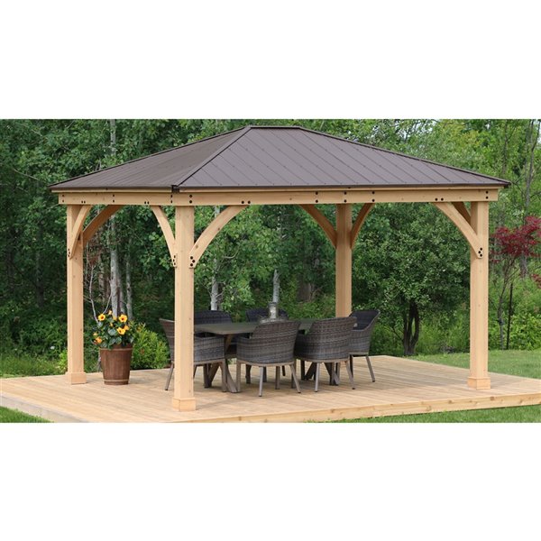 Yardistry Meridian Rectangular Gazebo - 12-ft x 14-ft - Cedar