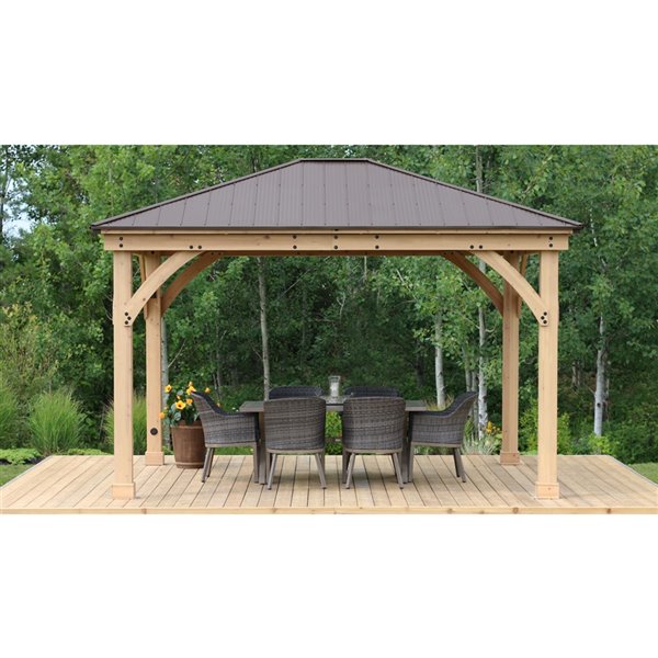 Yardistry Meridian Rectangular Gazebo - 12-ft x 14-ft - Cedar