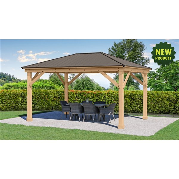 Yardistry Meridian Rectangular Gazebo - 12-ft x 16-ft - Cedar