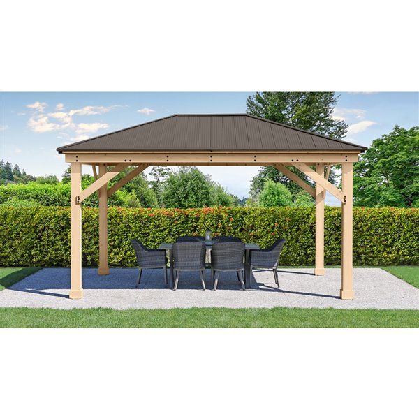 Yardistry Meridian Rectangular Gazebo - 12-ft x 16-ft - Cedar