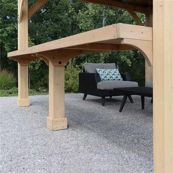 Yardistry Meridian 12-ft Natural Cedar Stain Cedar Gazebo Bar Counter