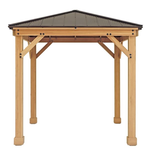 Yardistry Meridian 8-ft x 8-ft Natural Cedar Stain Wood Square Gazebo with Aluminum Roof