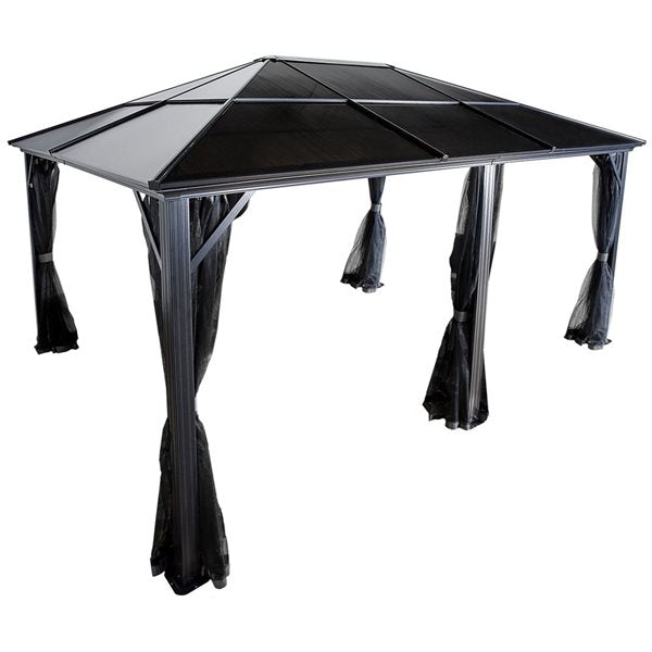 Sojag Meridien 12 x 16-in Charcoal Grey Metal Rectangular Gazebo with polycarbonate Roof