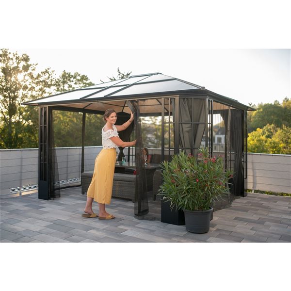 Sojag Savino 12 x 14-in Black Metal Rectangular Gazebo with polycarbonate Roof