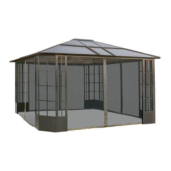 Sojag Savino 12 x 14-in Black Metal Rectangular Gazebo with polycarbonate Roof