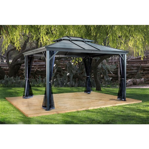 Sojag Ventura II 10 x 12-in Dark Grey Metal Rectangular Gazebo with Steel Roof