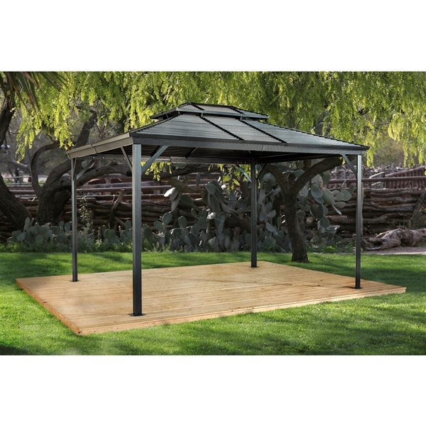 Sojag Ventura II 10 x 12-in Dark Grey Metal Rectangular Gazebo with Steel Roof