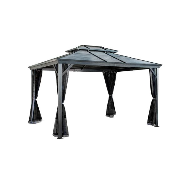 Sojag Ventura II 10 x 12-in Dark Grey Metal Rectangular Gazebo with Steel Roof