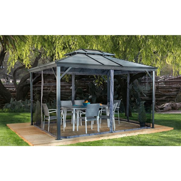 Sojag Ventura II 10 x 14-in Dark Grey Metal Rectangular Gazebo with Steel Roof