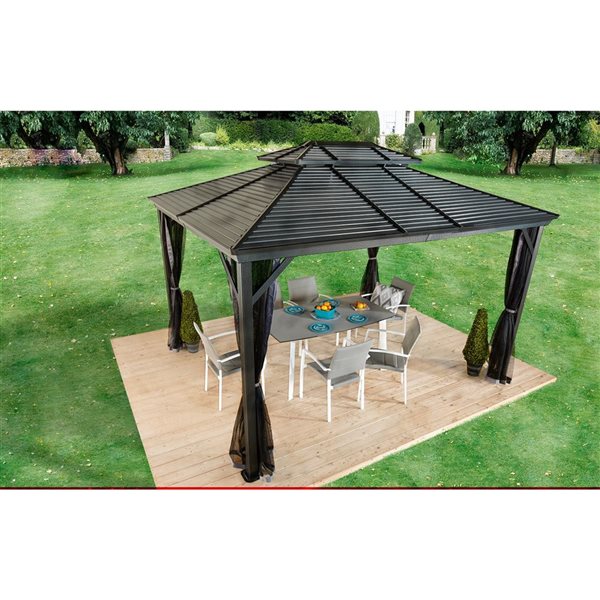 Sojag Ventura II 10 x 14-in Dark Grey Metal Rectangular Gazebo with Steel Roof