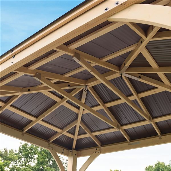Yardistry Meridian 10 x 12-ft Cedar Wooden Gazebo - Brown Aluminum Roof