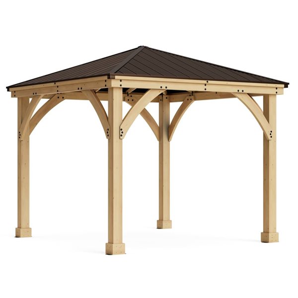 Yardistry Meridian Cedar Wood Gazebo 10 x 10-ft w/ Aluminum Roof