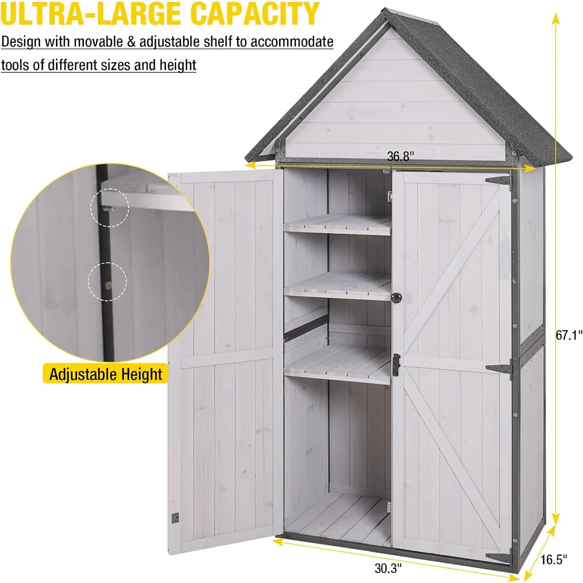 3 ft. W x 1 ft. D Solid Wood Storage Shed