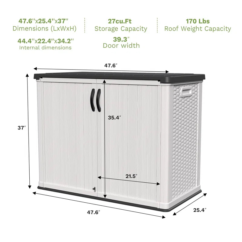4 Ft. W X 2 Ft. D Outdoor Resin Horizontal Storage Shed