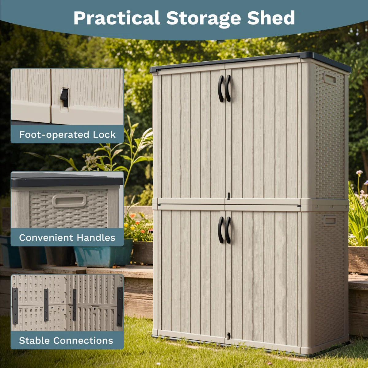 4 Ft. W X 2 Ft. D Outdoor Resin Vertical Storage Shed