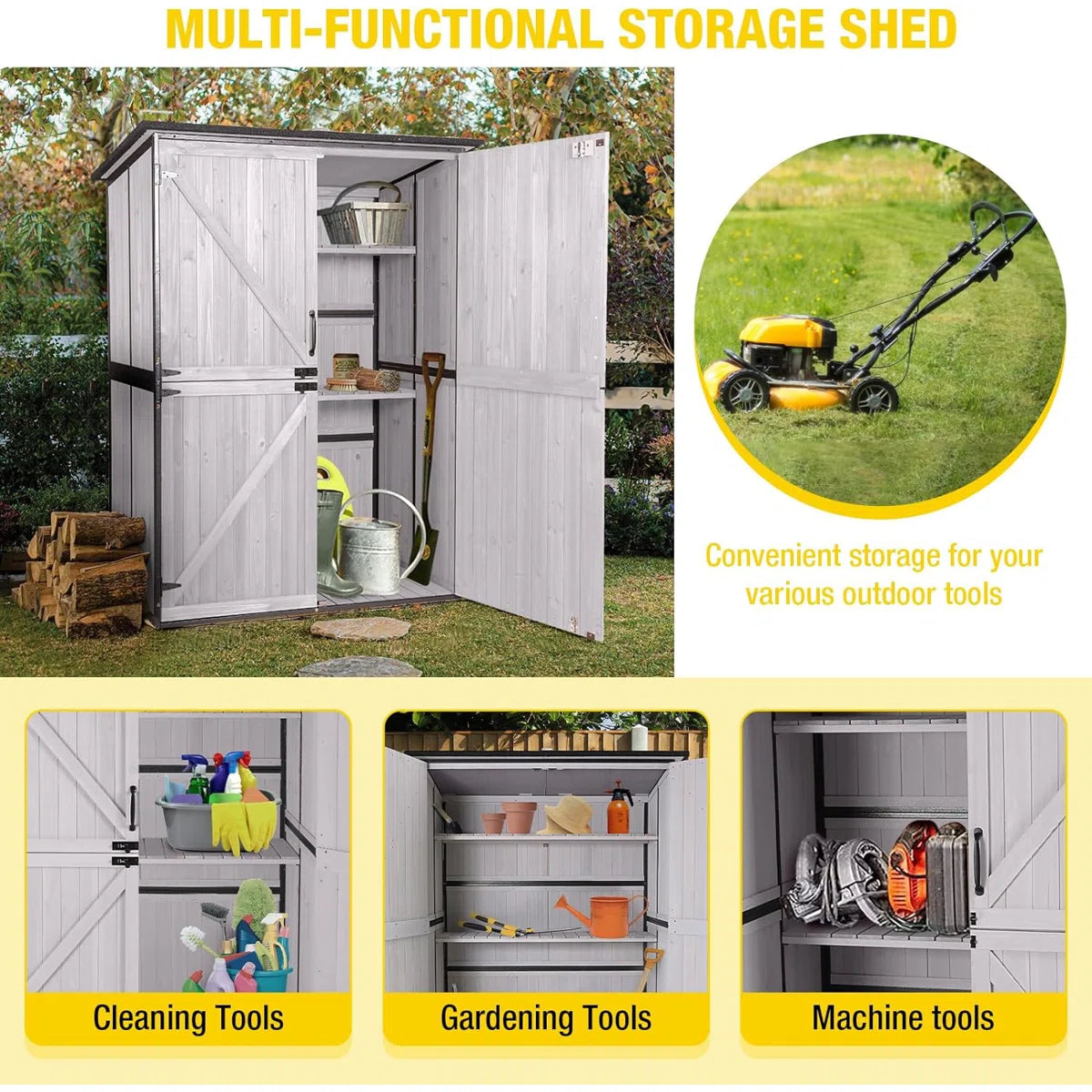 4 ft. 5 in. W x 2 ft. 5 in. D Solid Wood Lean-to Storage Shed