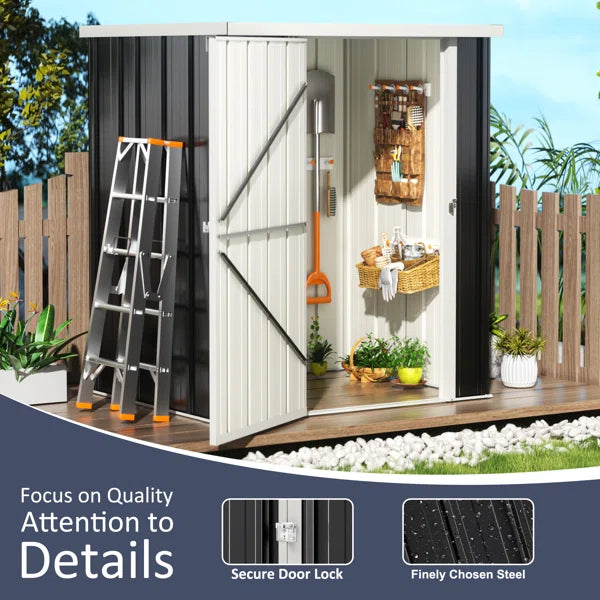 4 ft. W x 3 ft. D Metal Outdoor Storage Shed, Tool Shed with Lockable Doors Updated Frame Structure