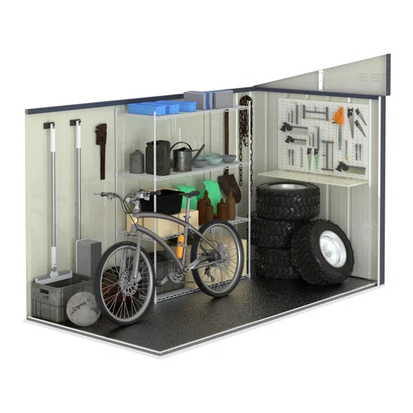 4ft.W x 8ft.D Metal Lean-to Storage Shed