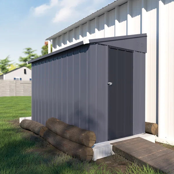 4ft.W x 8ft.D Metal Lean-to Storage Shed