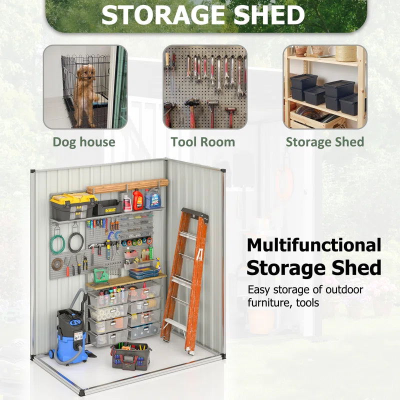 5 ft. W x 3 ft. D Outdoor Metal Shed Storage with Reinforced Steel Frame and Lockable Door
