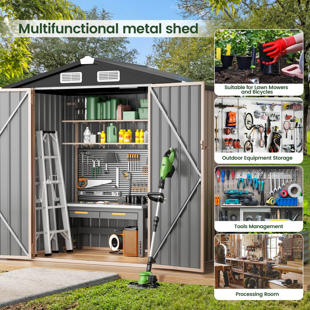 6.0 Ft. W X 4.0 Ft. D Steel Storage Shed With Floor