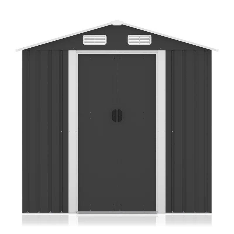 6*4 Ft Black Metal Outdoor Storage Shed