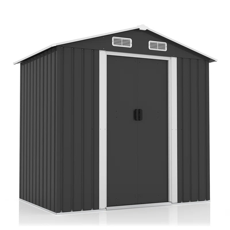 6*4 Ft Black Metal Outdoor Storage Shed