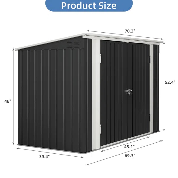 6 ft. W x 3 ft. D Metal Lean-to Garbage Shed