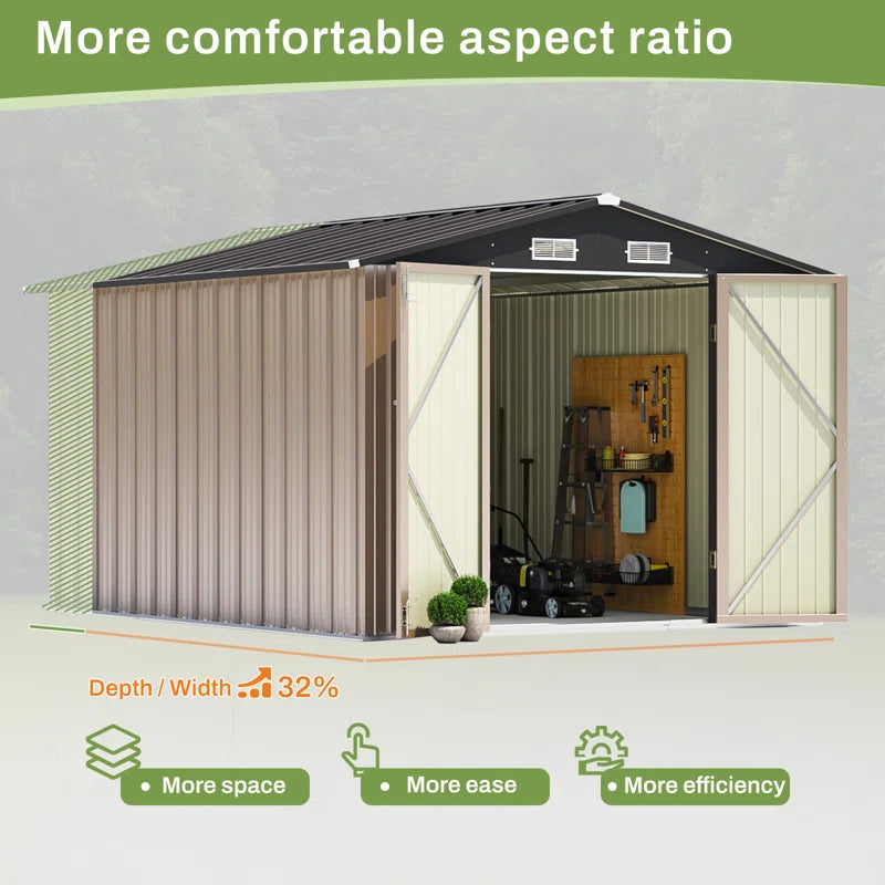 8 ft. W x 10 ft. D Metal Storage Shed