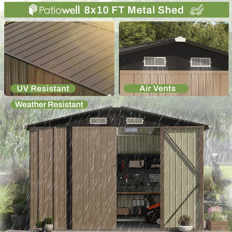 8 ft. W x 10 ft. D Metal Storage Shed