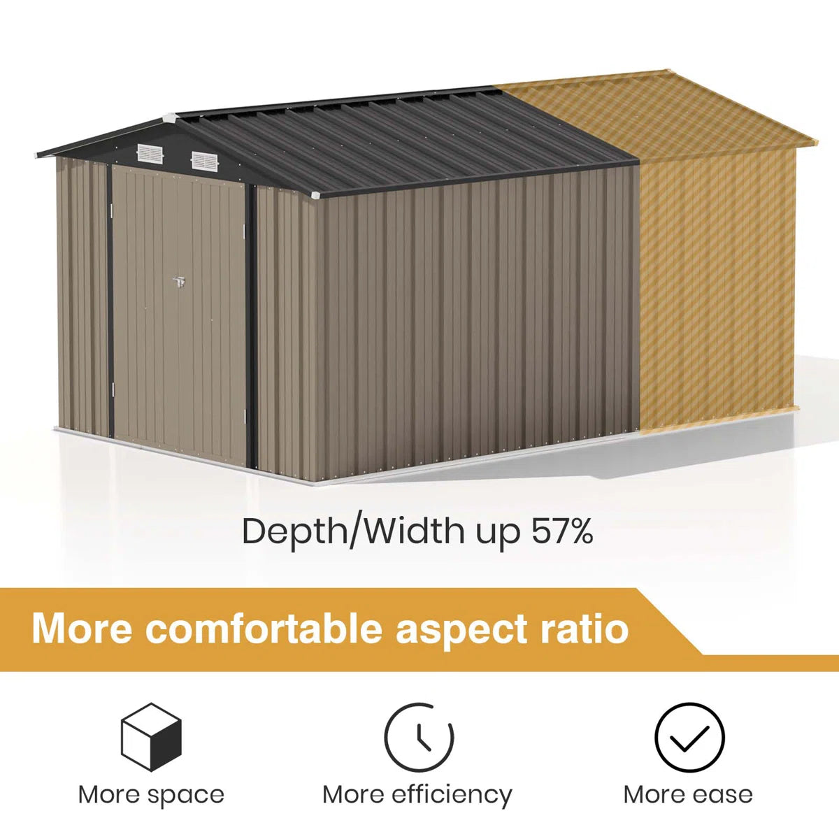 8 ft. x 12 ft. Metal Storage Shed for Outdoor, Steel Yard Shed with Design of Lockable Doors