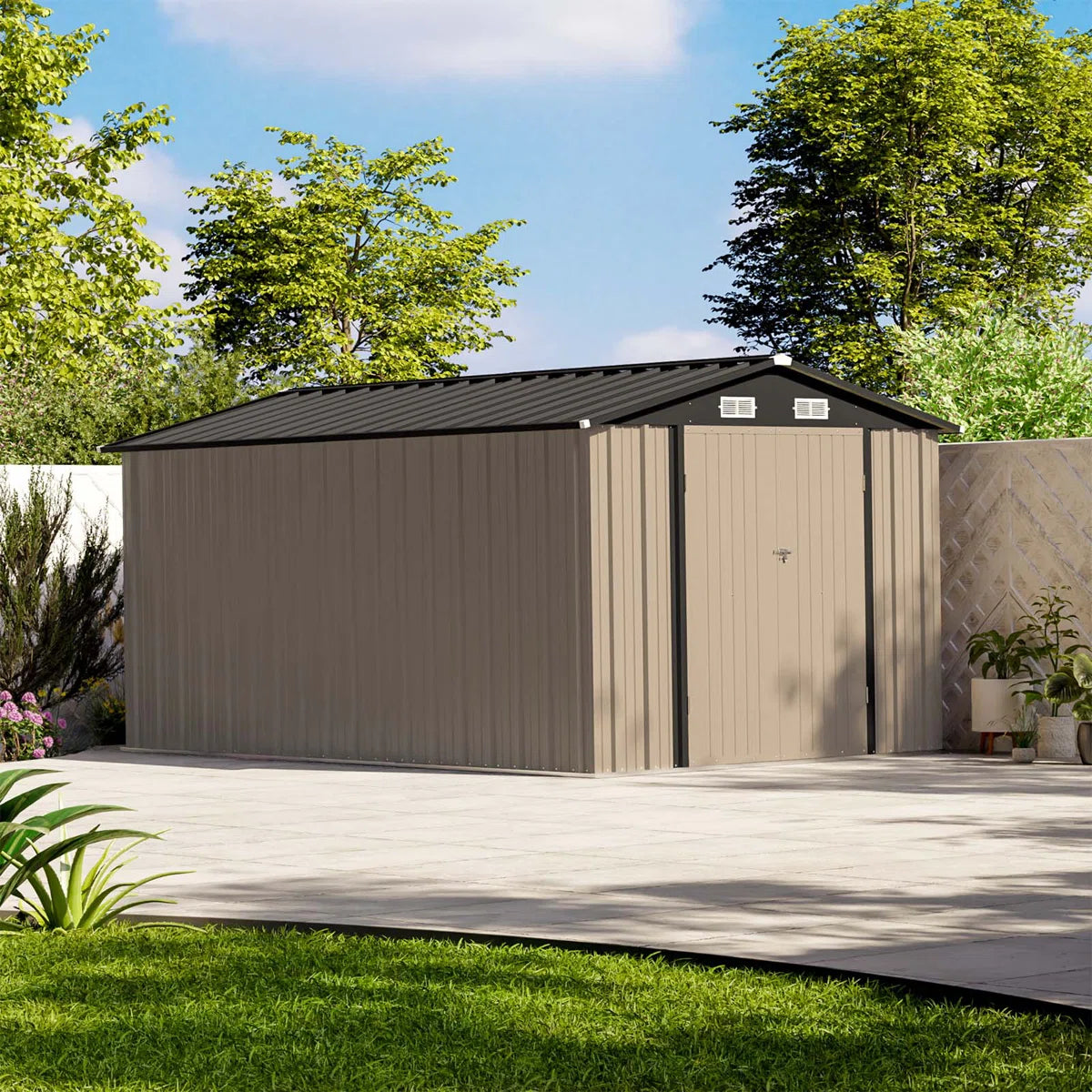 8 ft. x 12 ft. Metal Storage Shed for Outdoor, Steel Yard Shed with Design of Lockable Doors