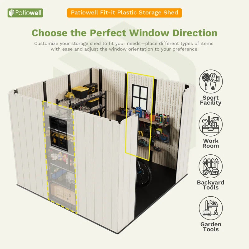 Beige Resin Storage Shed With Led Light