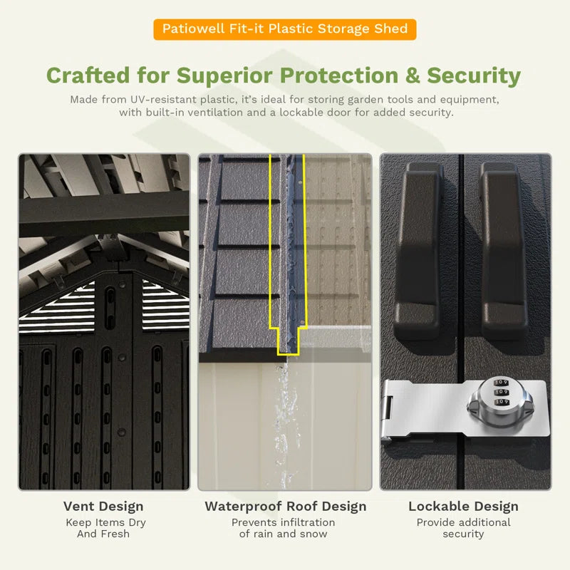 Beige Resin Storage Shed With Led Light