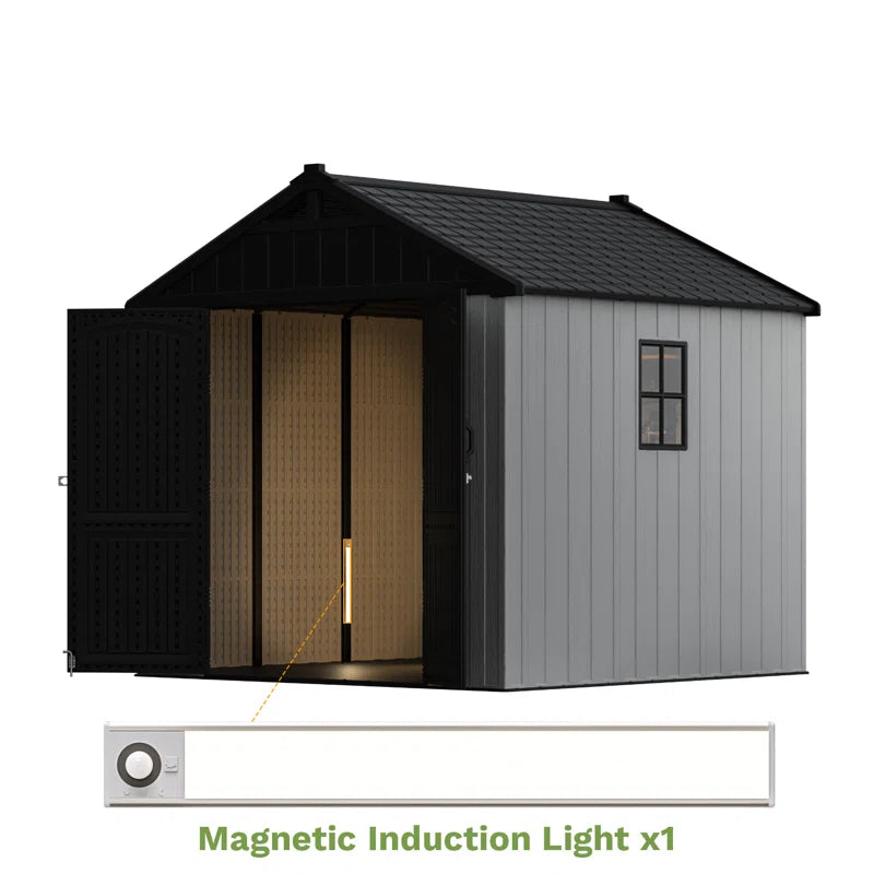 Beige Resin Storage Shed With Led Light