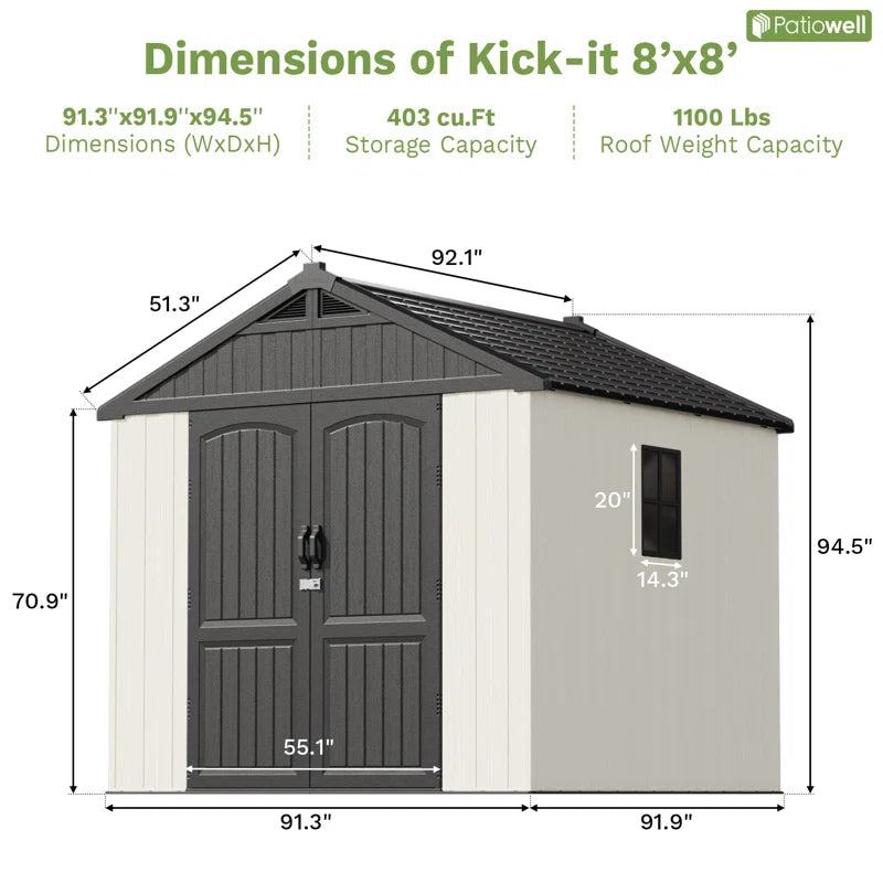 Beige Resin Storage Shed With Led Light