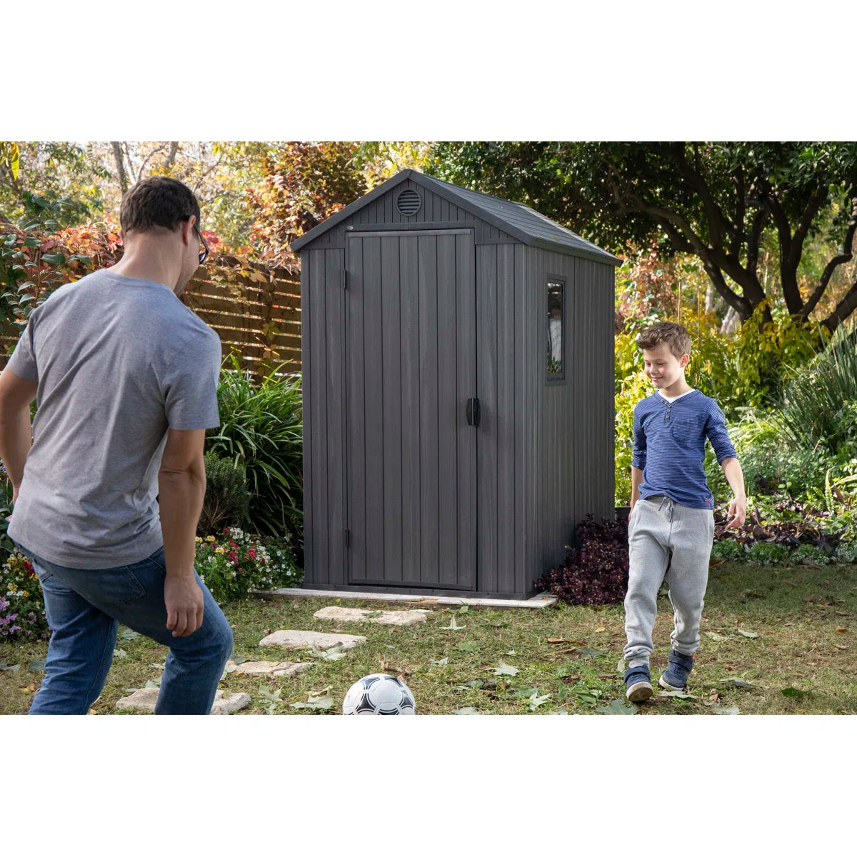 Darwin 4 ft. W x 6 ft. D Durable Resin Outdoor Storage Shed With Floor and Window for Garden Patio Furniture and Tools, Grey