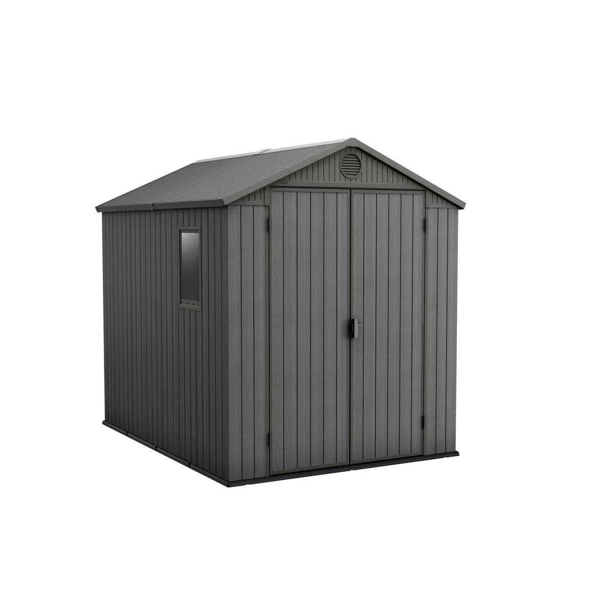Keter Darwin 6x 8 ft. Durable Resin Outdoor Storage Shed With Floor and Double Doors for Garden Patio Furniture and Tools, Graphite