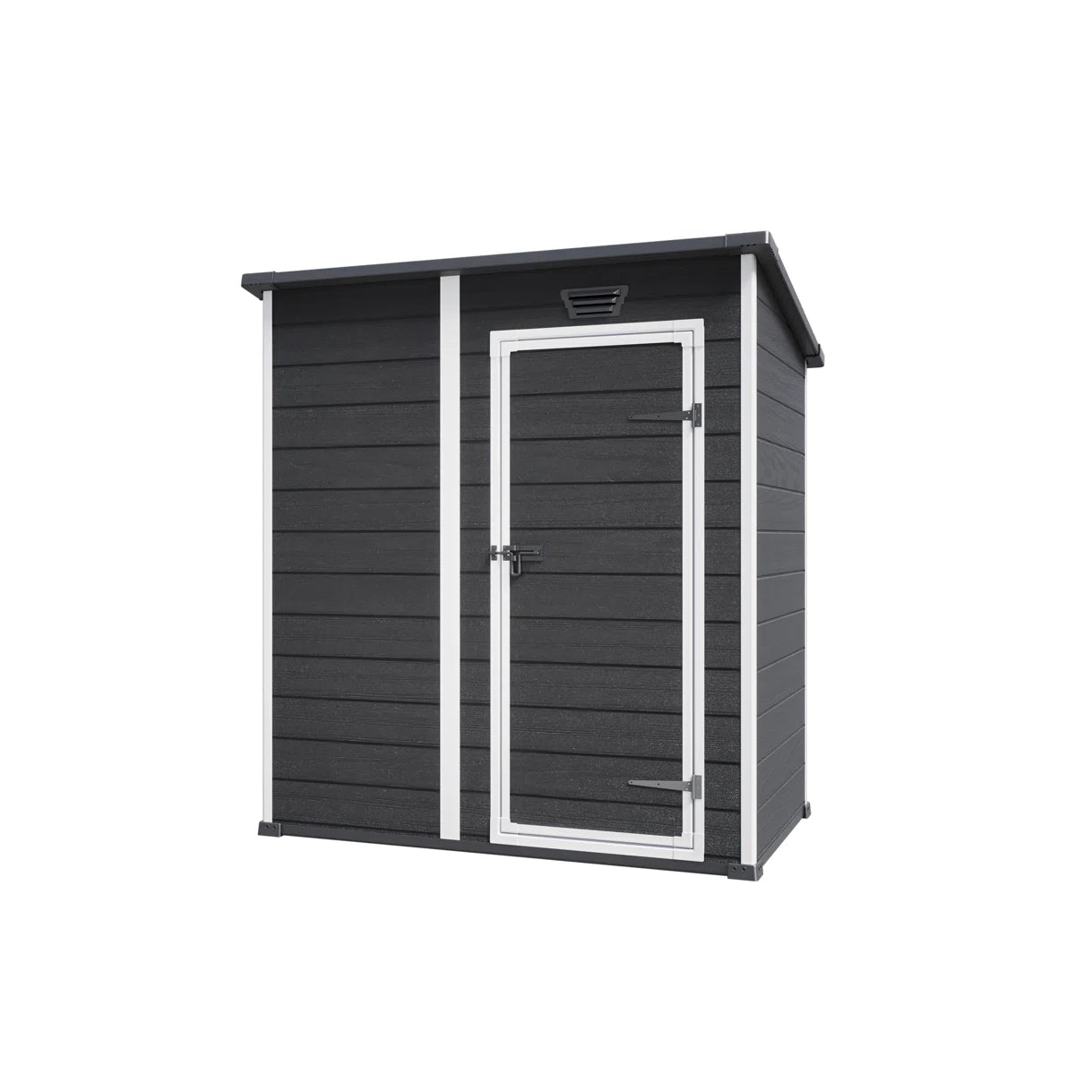 Keter Essential 6 x 4 ft. Durable Resin Outdoor Storage Shed With Floor and Double Doors for Garden Patio Furniture and Tools, Black