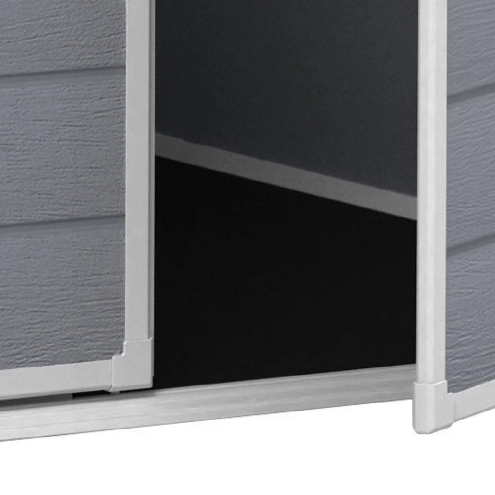 Keter Manor 6x8 ft. Durable Resin Outdoor Storage Shed With Floor and Double Doors for Garden Patio Furniture and Tools, Grey