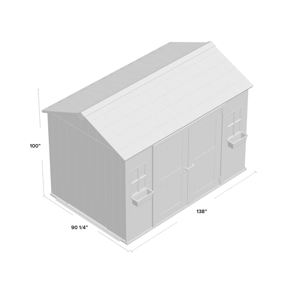 Keter Oakland 11x 7.5 ft. Durable Resin Outdoor Storage Shed With Floor and Double Doors for Garden Patio Furniture and Tools, Grey