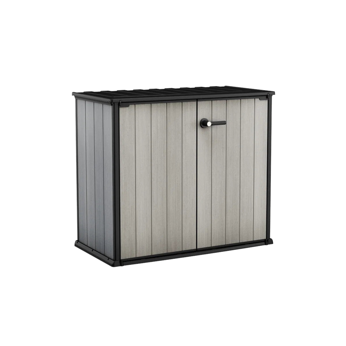 Keter Patio Store 4.6x4 ft. Horizontal Durable Resin Outdoor Storage Shed With Floor and Double Doors for Garden Patio Furniture and Tools