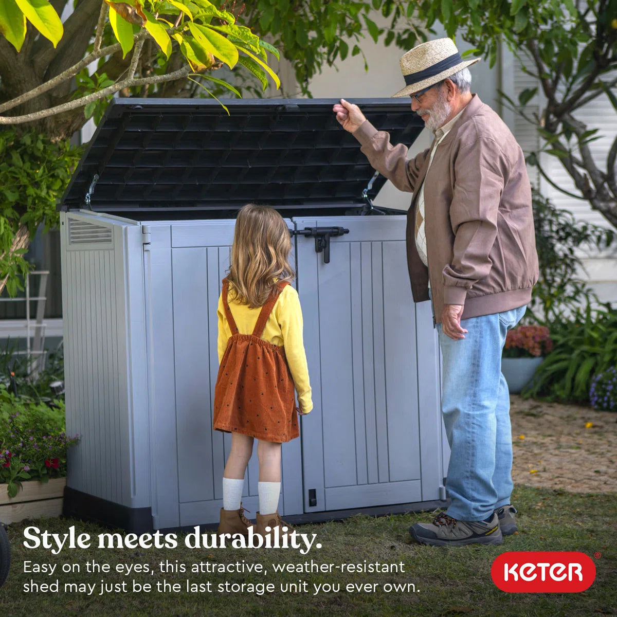 Keter Store It Out Prime Durable Resin Outdoor Storage Shed With Floor and Double Doors for Garden Patio Furniture and Tools