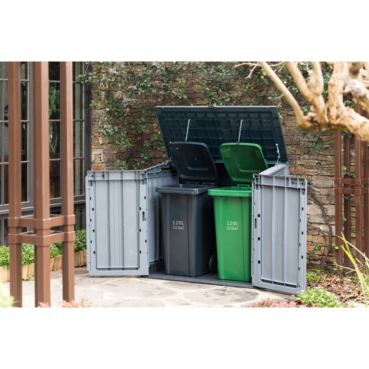 Keter Store It Out Prime Durable Resin Outdoor Storage Shed With Floor and Double Doors for Garden Patio Furniture and Tools
