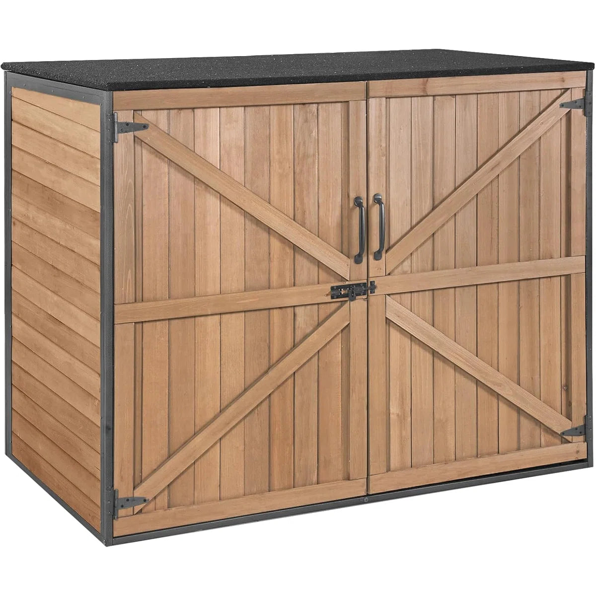 Metal Frame Outdoor Storage Shed For Trash Cans And Yard Tools