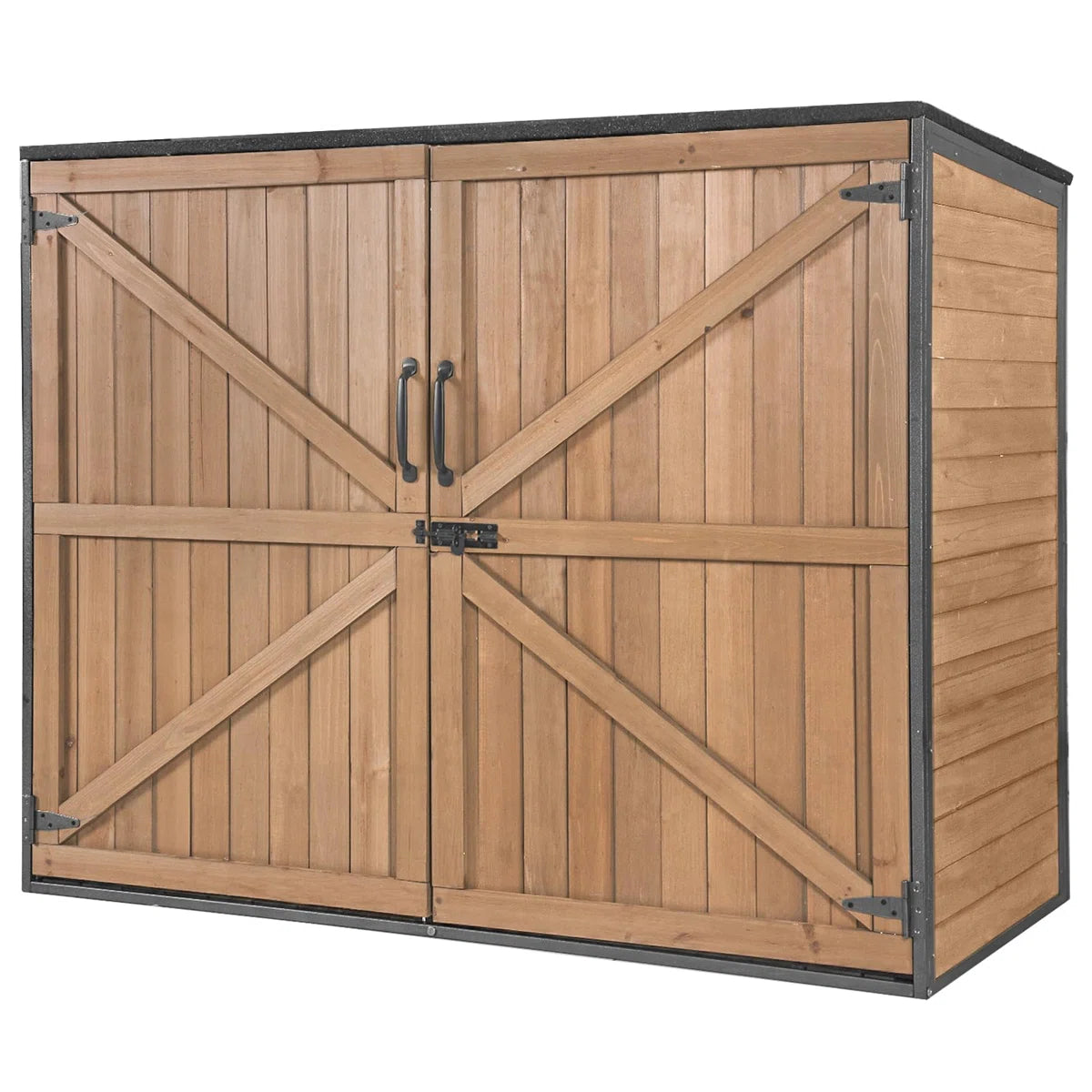 Outdoor Storage Shed Cabinet With Strong Iron Frame Large Wooden Garden Shed Tool House With Adjustable Shelfs,medium